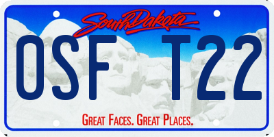 SD license plate 0SFT22