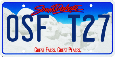 SD license plate 0SFT27