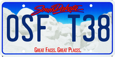 SD license plate 0SFT38