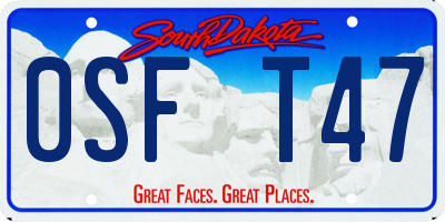 SD license plate 0SFT47