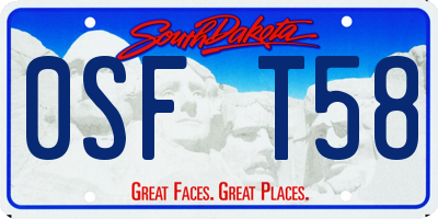 SD license plate 0SFT58