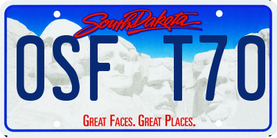 SD license plate 0SFT70