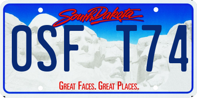 SD license plate 0SFT74