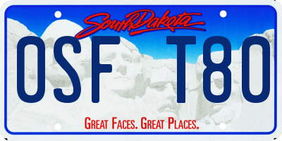 SD license plate 0SFT80