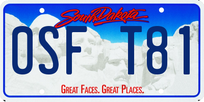 SD license plate 0SFT81