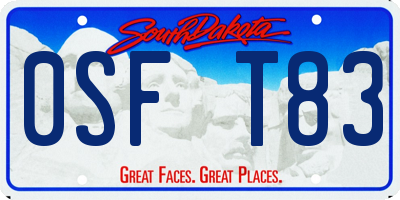 SD license plate 0SFT83