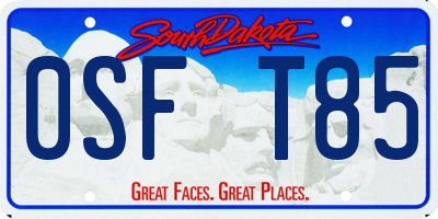 SD license plate 0SFT85