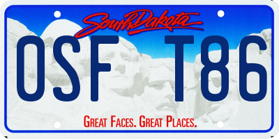 SD license plate 0SFT86