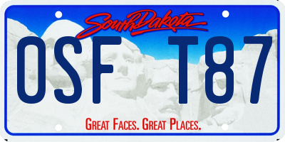 SD license plate 0SFT87