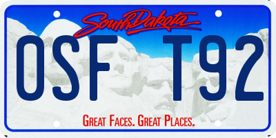 SD license plate 0SFT92