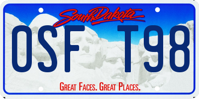 SD license plate 0SFT98