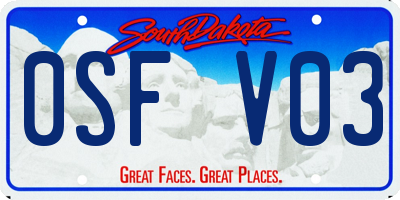SD license plate 0SFV03