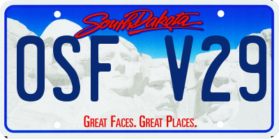 SD license plate 0SFV29