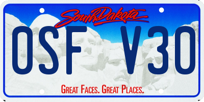 SD license plate 0SFV30