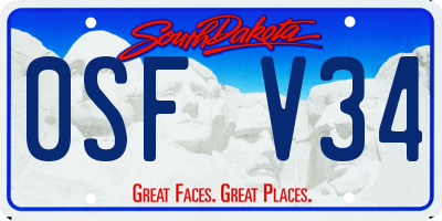 SD license plate 0SFV34