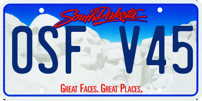 SD license plate 0SFV45