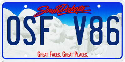 SD license plate 0SFV86