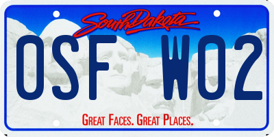 SD license plate 0SFW02