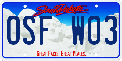 SD license plate 0SFW03