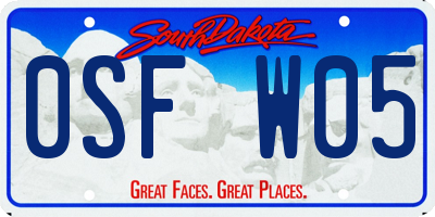 SD license plate 0SFW05