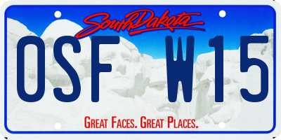 SD license plate 0SFW15