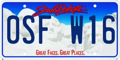 SD license plate 0SFW16