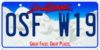 SD license plate 0SFW19