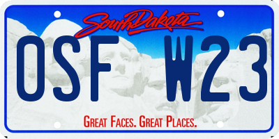SD license plate 0SFW23