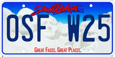 SD license plate 0SFW25