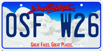 SD license plate 0SFW26