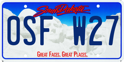 SD license plate 0SFW27
