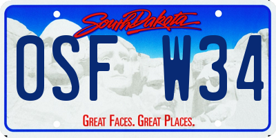 SD license plate 0SFW34