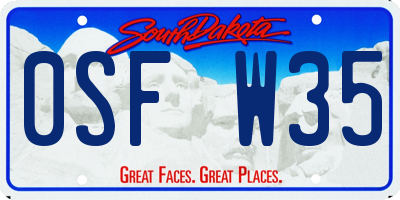 SD license plate 0SFW35