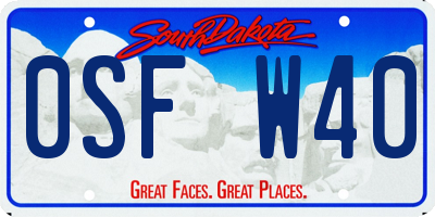SD license plate 0SFW40