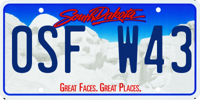 SD license plate 0SFW43
