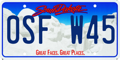 SD license plate 0SFW45
