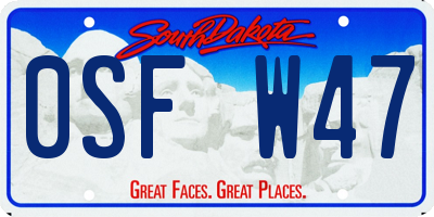 SD license plate 0SFW47