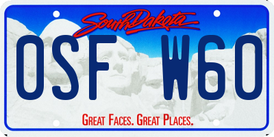 SD license plate 0SFW60