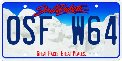 SD license plate 0SFW64