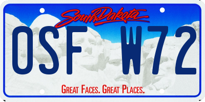 SD license plate 0SFW72