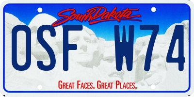 SD license plate 0SFW74