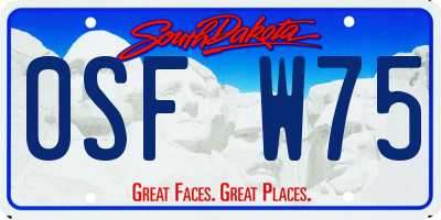 SD license plate 0SFW75