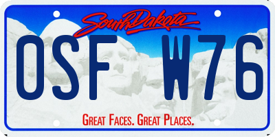 SD license plate 0SFW76