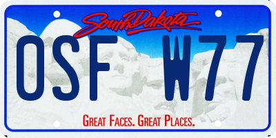 SD license plate 0SFW77