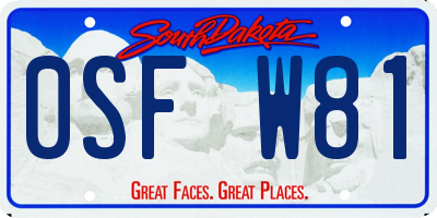 SD license plate 0SFW81