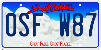SD license plate 0SFW87