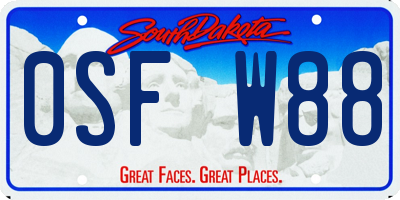 SD license plate 0SFW88