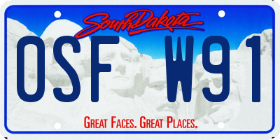 SD license plate 0SFW91