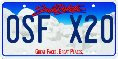 SD license plate 0SFX20