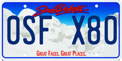 SD license plate 0SFX80